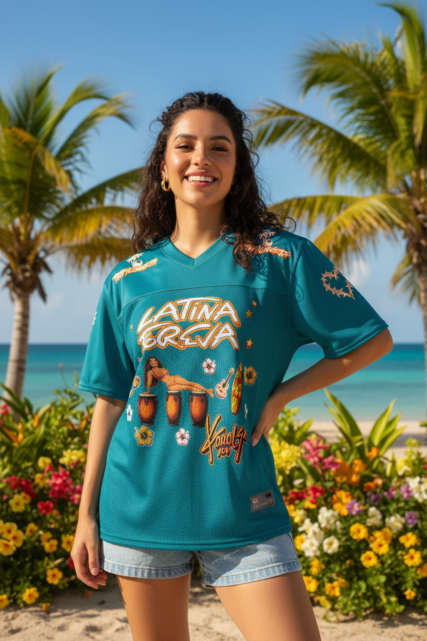 Latina 4eva | KG Dark Sky Blue (Football Jersey)