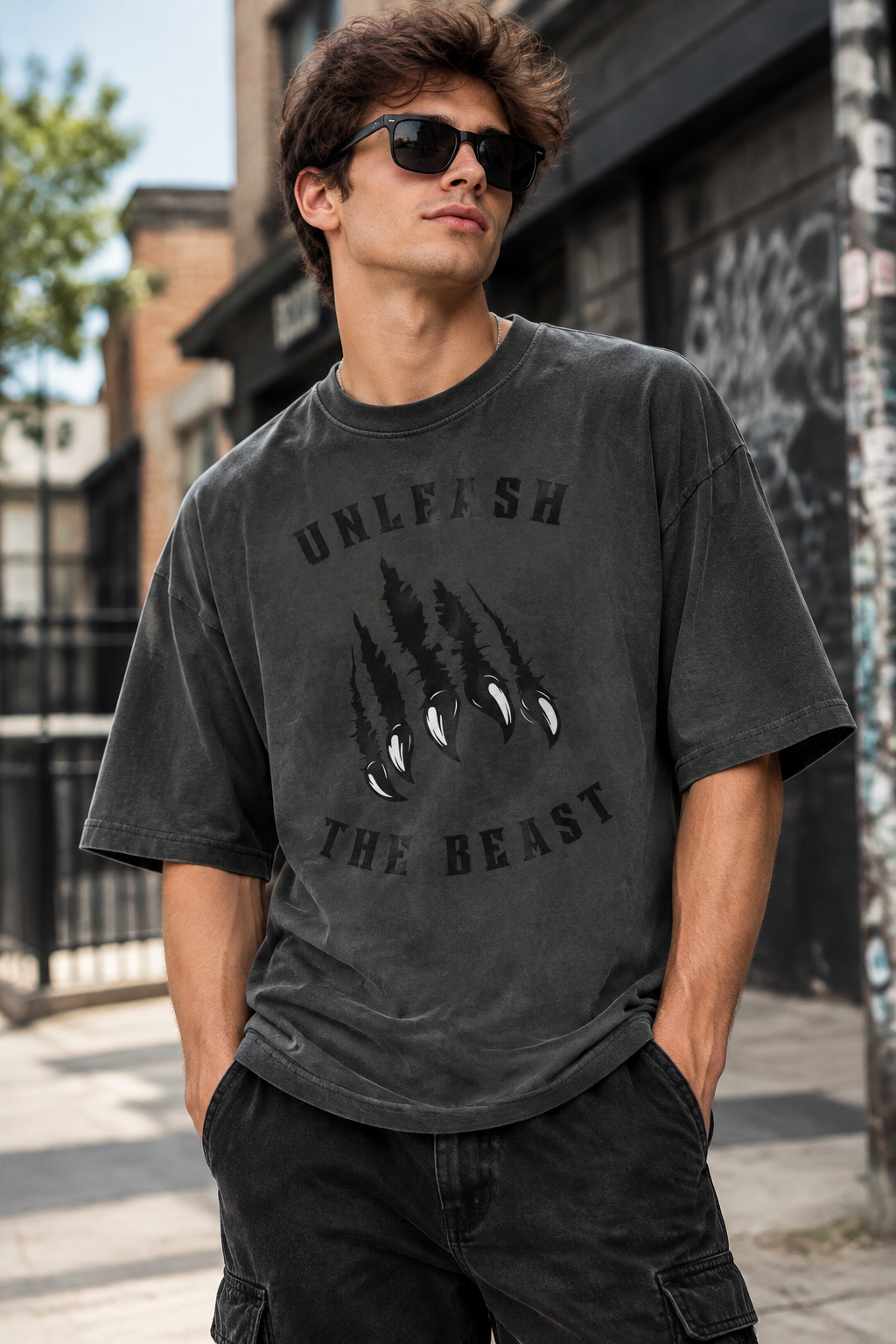 Unleashed - Oversized faded t-shirt